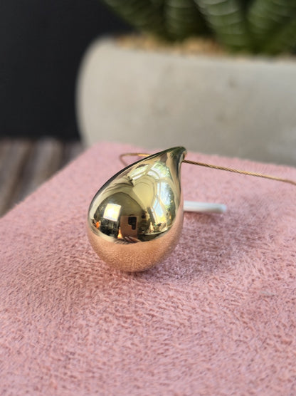 New 9k Yellow Gold Pendant Bottega Fashion Popped Teardrop with Hole Pear Shape