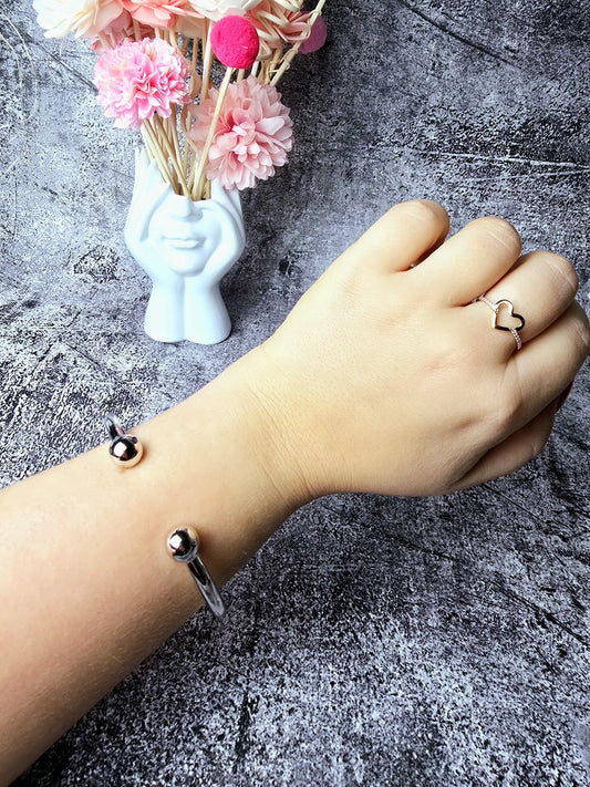 New 925 Sterling Silver Thick Heavy TORQUE Bracelet Balls Split Bangle Man's