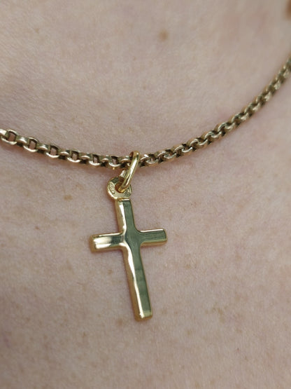 New Solid 9ct Yellow Gold Plain Cross Simple Pendant 25mm x 12mm Hallmarked