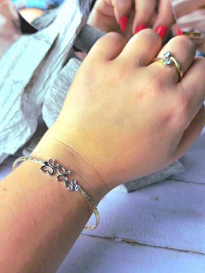 New Solid 9ct Yellow/White Gold Butterfly Bracelet 3 Butterflies Bangle Hallmark