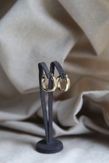 Cute New 9ct Yellow Gold Hoop Square Thick Hoops Earrings Flat 20mm long 375