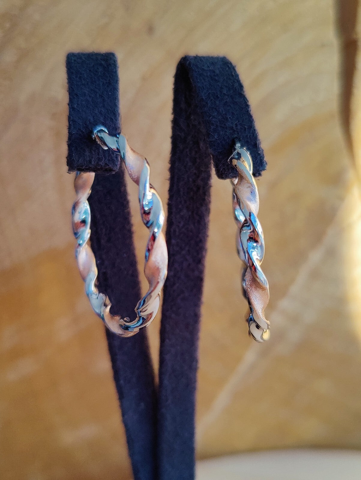 9ct White and Rose Gold Twist Hoop Earrings 2.7 grams 40mm Hallmarked New