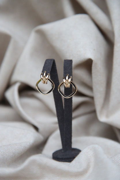 New Solid 9ct Yellow Gold Earrings Studs Knot Omega Clasp Hallmarked