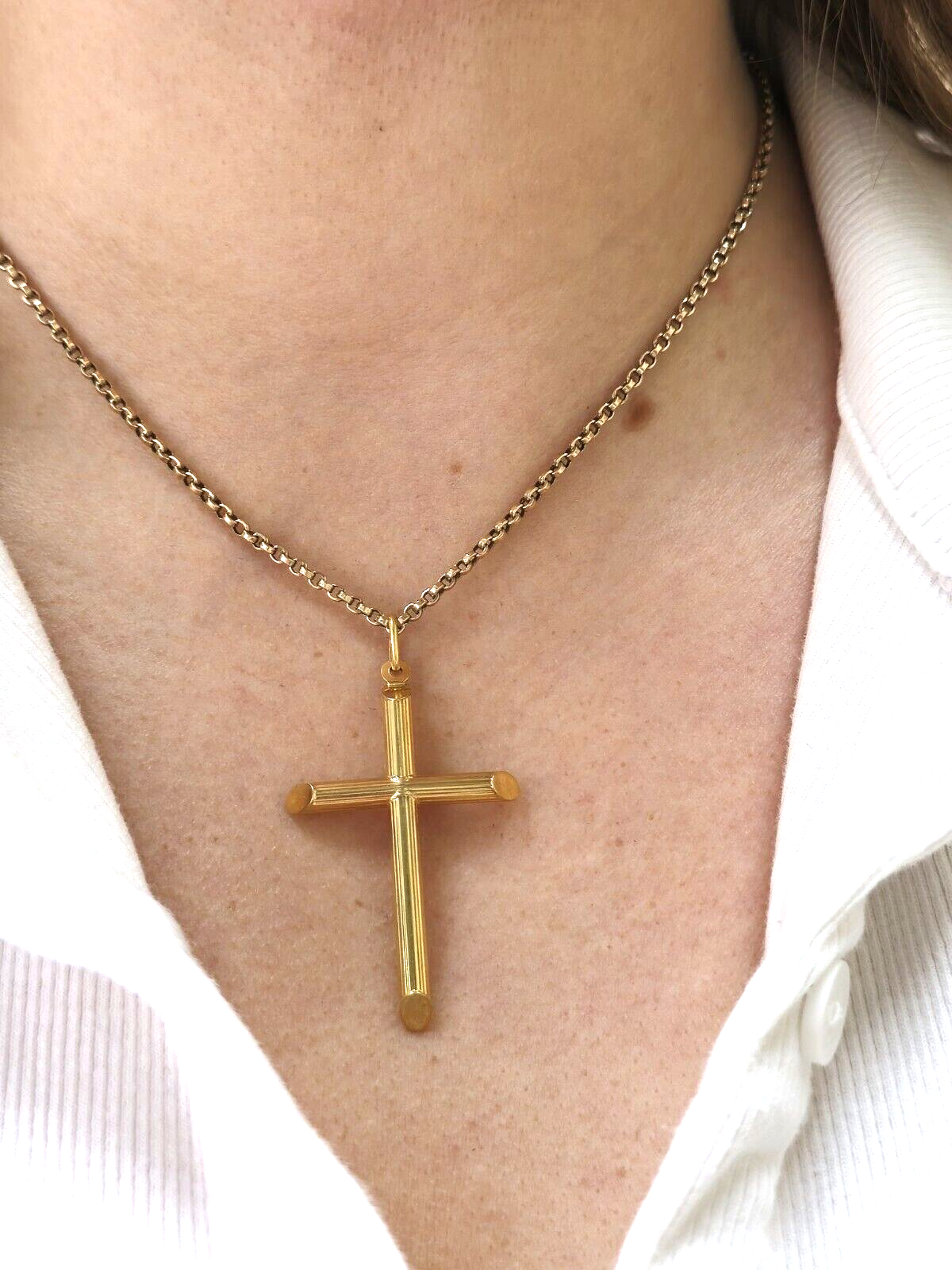 New Solid 9ct Yellow Gold Plain Cross Simple Pendant 50mm x 30 mm Hallmarked
