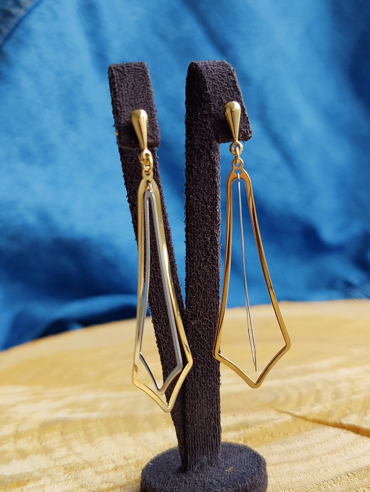 New 9ct Yellow Gold Drop Dangly Stud Earrings Decorative Long Hallmarked 
