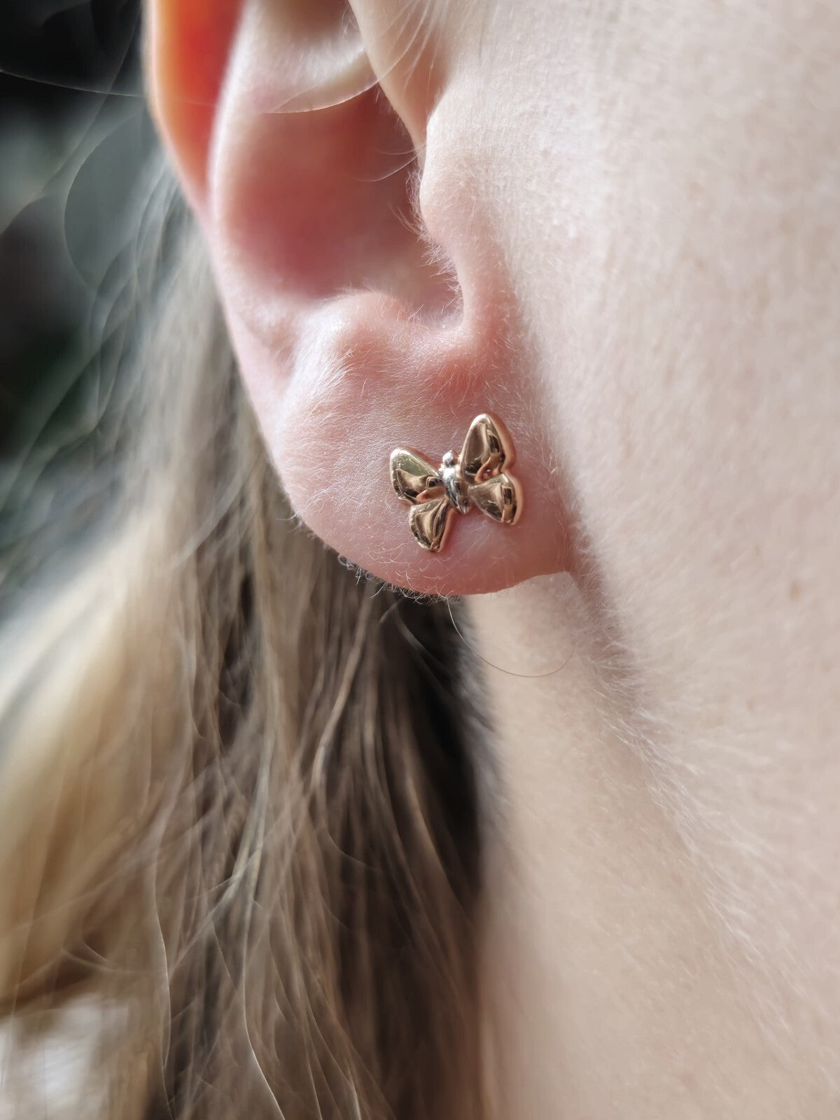 Lovely New 9ct Rose Gold Butterfly Stud Earrings Holiday Summer Kids Cute Gift