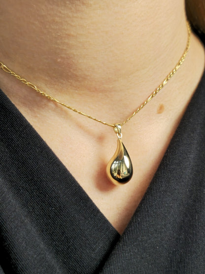 New 9k Yellow Gold Pendant Bottega Fashion Popped Teardrop with Loop Pear Shape