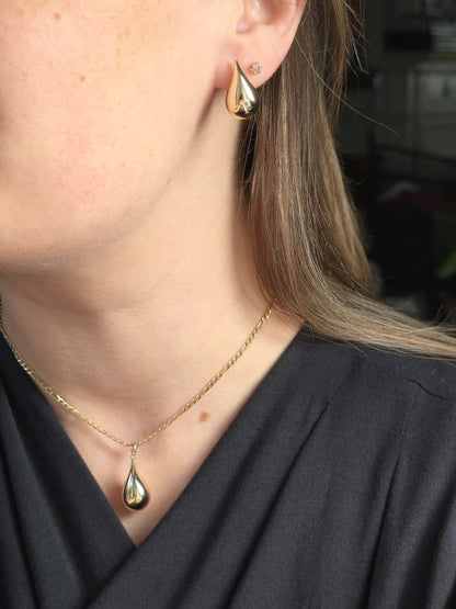 New 9k Yellow Gold Pendant Bottega Fashion Popped Teardrop with Loop Pear Shape