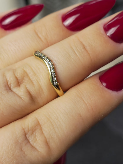 Solid 18ct Yellow Gold Wedding Band Half Eternity Ring size 'L' DIA: 0.18ct