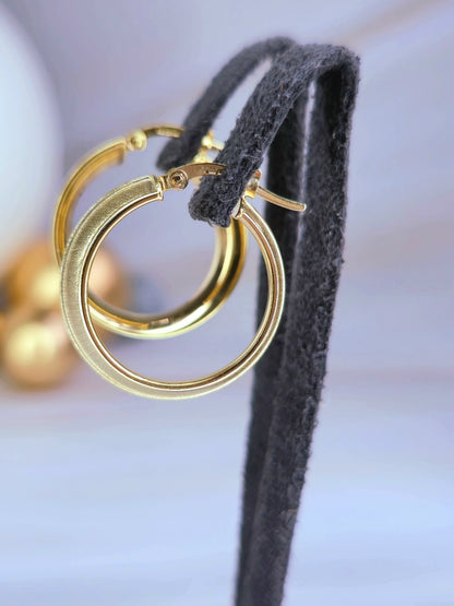 Lovely New 9ct Solid Yellow Gold Hoop Earrings Hoops 27mm Matt Finish Hallmarked