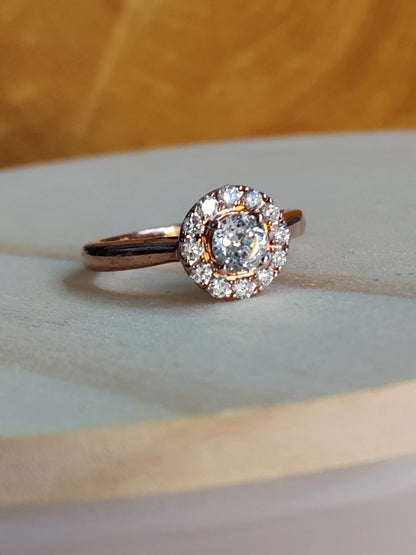 Certified 18ct Rose Gold 0.5ct Diamond Cluster Engagement Ring Flower Size J