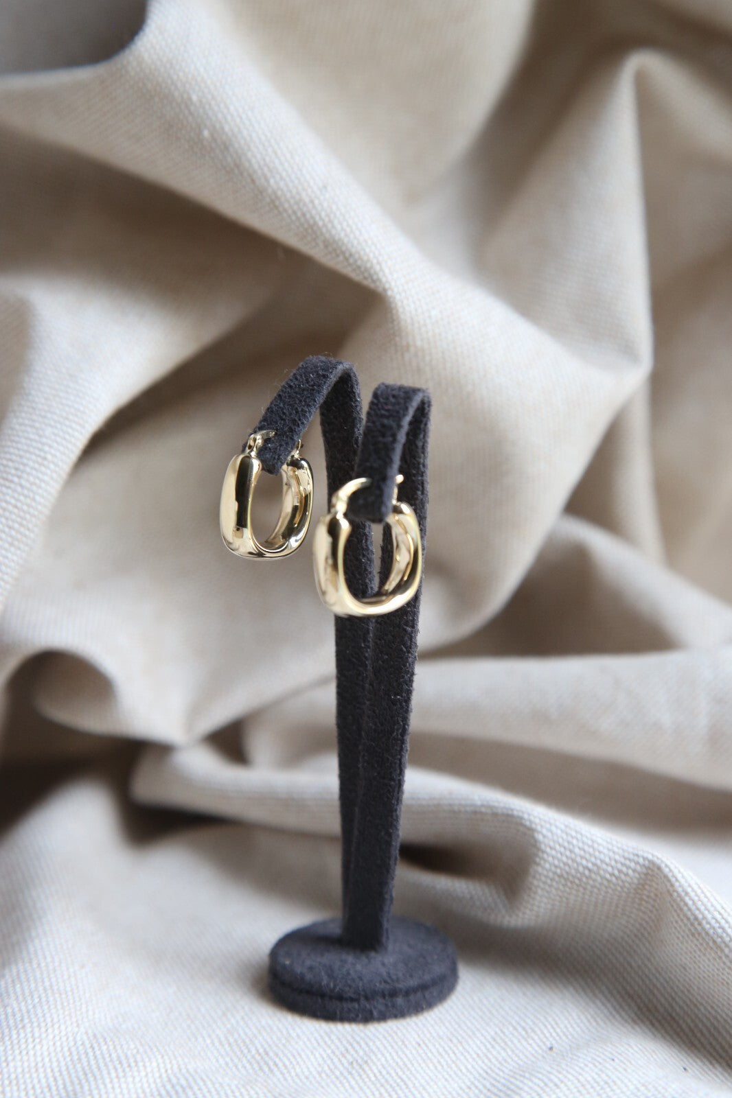 Cute New 9ct Yellow Gold Hoop Square Thick Hoops Earrings Flat 20mm long 375