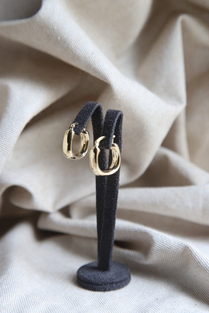 Cute New 9ct Yellow Gold Hoop Square Thick Hoops Earrings Flat 20mm long 375