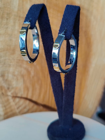 NEW Small Gold Hoop Earrings 9ct White Gold 20mm Hallmarked Hoops Screw Love ly