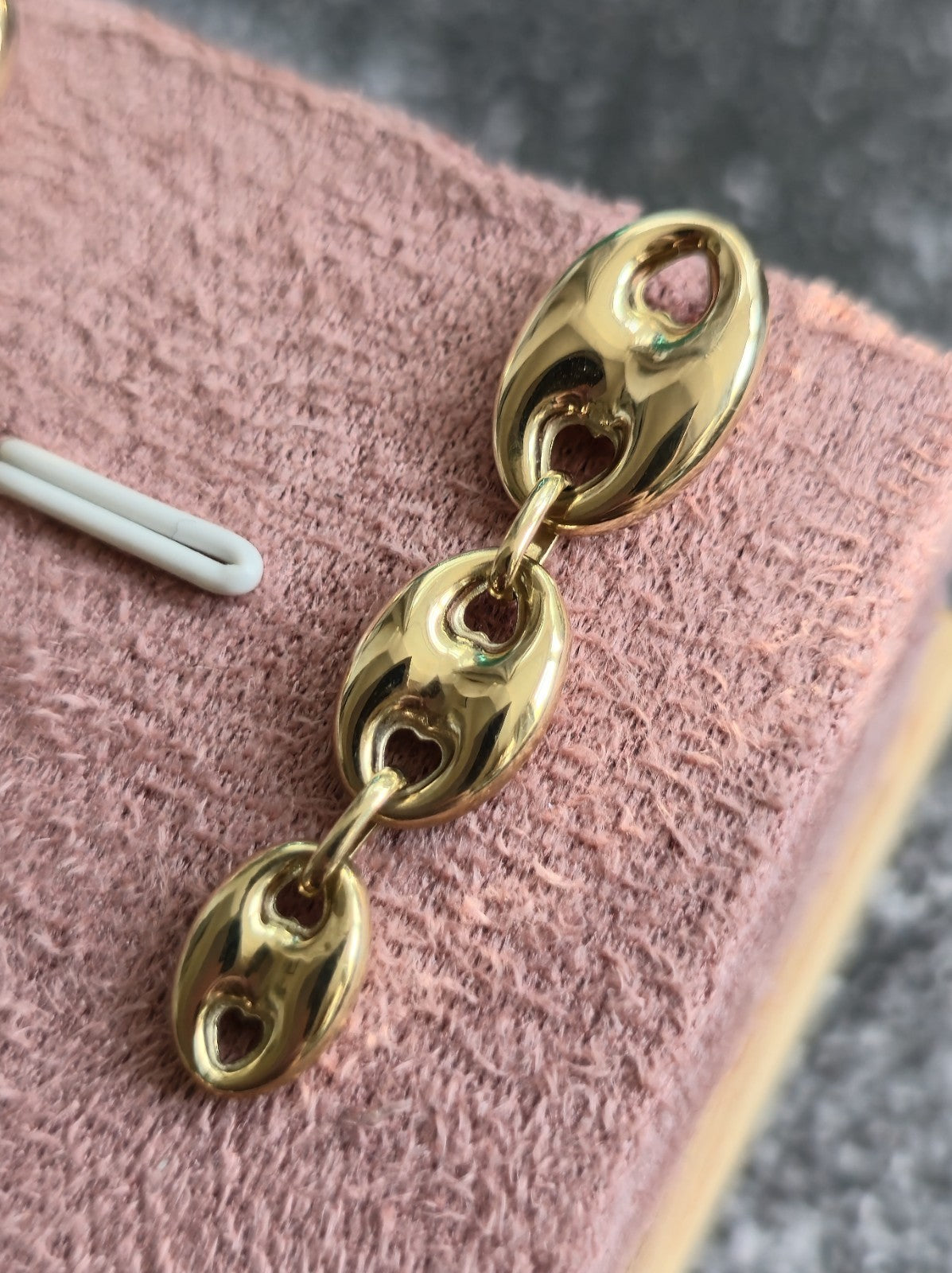 New 9ct Yellow Gold Puffed Graduated Bean Drop Earrings Anchor Chunky Drops 40mm
