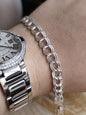 NEW 925 Sterling Silver Unisex Chain Bracelet 11,5g Flat 7.5mm Double Link
