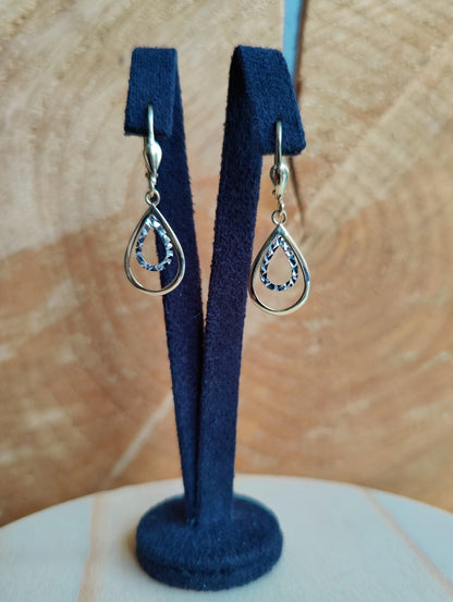 9ct Yellow Gold Solid Drop Dangly Earrings Leverback Hallmarked Diamond Cut