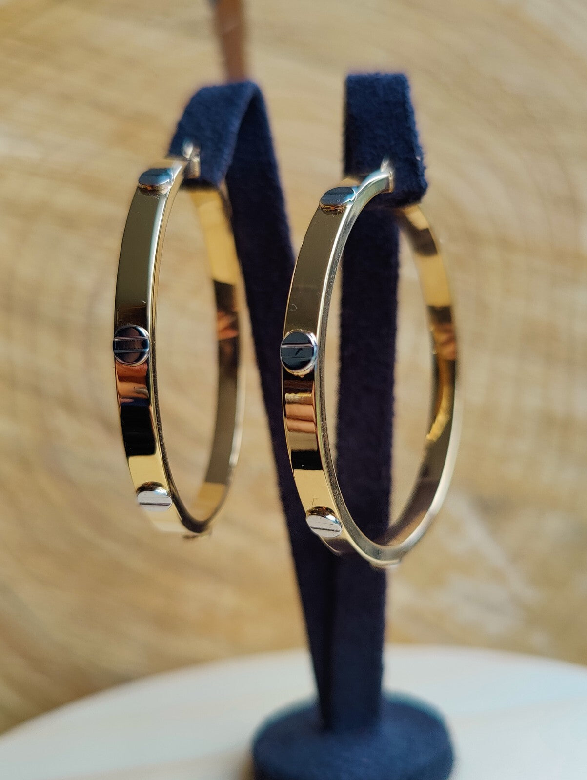NEW Huge Gold Hoop Earrings 9ct Yellow Gold 40mm Hallmarked Hoops Hinge Love ly