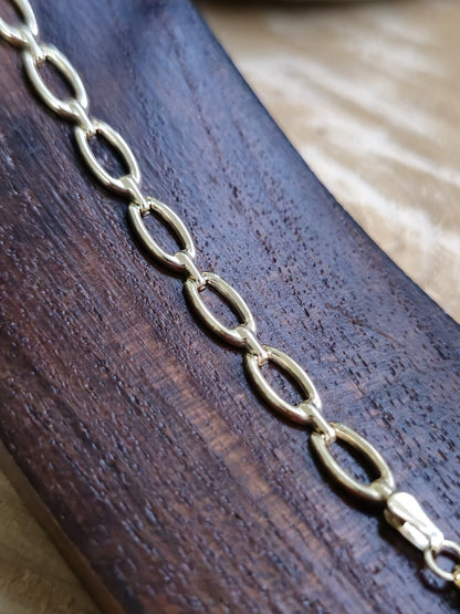 Solid 9ct Yellow Gold BRACELET Square Oval Link Style 7.5inch HALLMARKED