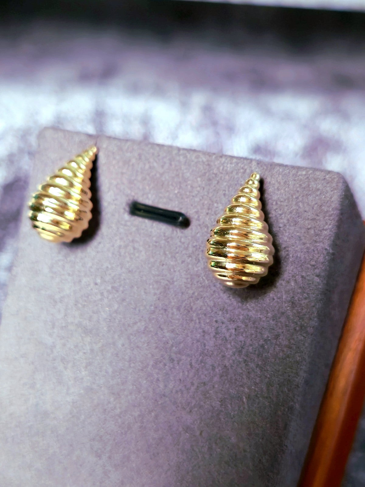 New 9k Yellow Gold Fashion Waterdrop Stud Drop Earrings Pattern Bottega Chunky