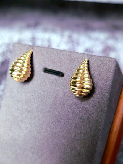 New 9k Yellow Gold Fashion Waterdrop Stud Drop Earrings Pattern Bottega Chunky