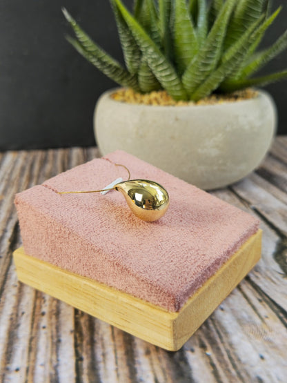 New 9k Yellow Gold Pendant Bottega Fashion Popped Teardrop with Hole Pear Shape