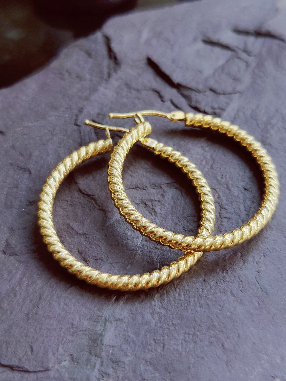 NEW 9ct Solid Yellow Gold Hoop Earrings Creole 30mm Hoops