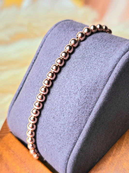 New Solid 9ct Rose Gold Bracelet Ball Beaded Expandable Balls 4mm Adjustable