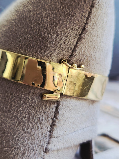 9ct Yellow Gold Chunky Flat Square Plain Bangle Stacking BRACELET 10mm Wide