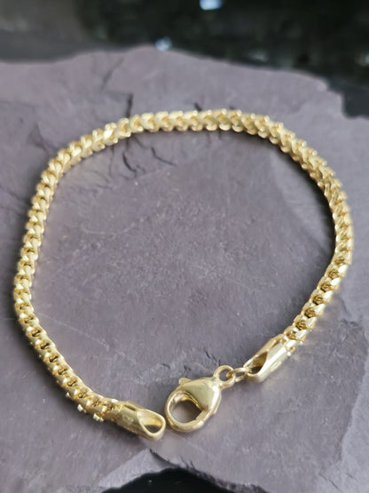 Solid 9ct Yellow Gold Franco Bracelet Cube 3D Thick Chain 9grams hallmarked
