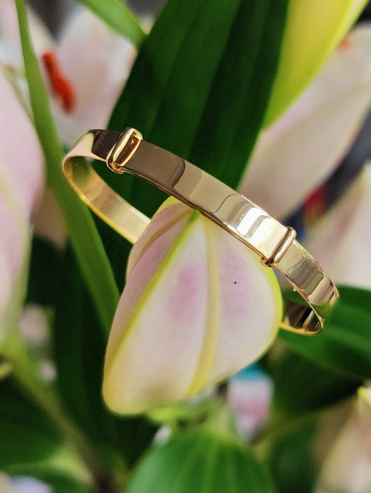 New 9k Yellow Gold BANGLE Kids Baby Expandable BRACELET Small Infant 40-60mm