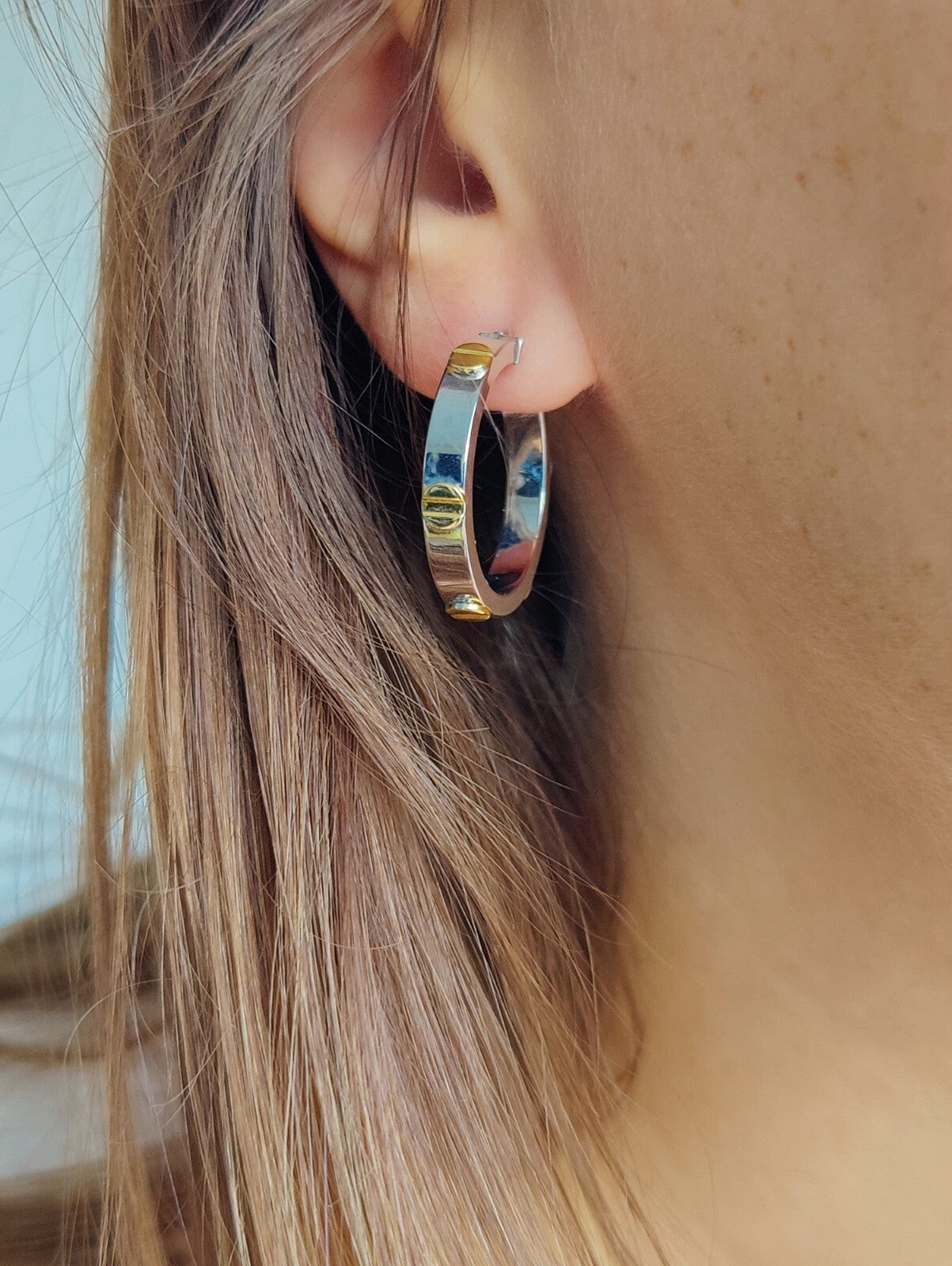 NEW Small Gold Hoop Earrings 9ct White Gold 20mm Hallmarked Hoops Screw Love ly