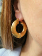 18ct Yellow Gold CHUNKY ROUND CREOLE HOOP EARRINGS Fashion 37mm Hoops Thick