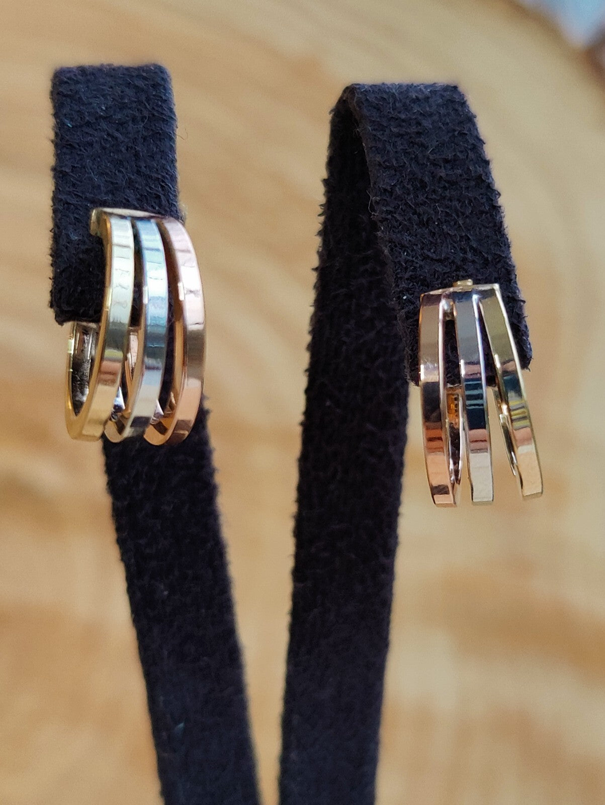 Solid 9ct Yellow/White/Rose Gold Huggies Trinity Three Color New Hallmarked 