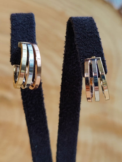 Solid 9ct Yellow/White/Rose Gold Huggies Trinity Three Color New Hallmarked 