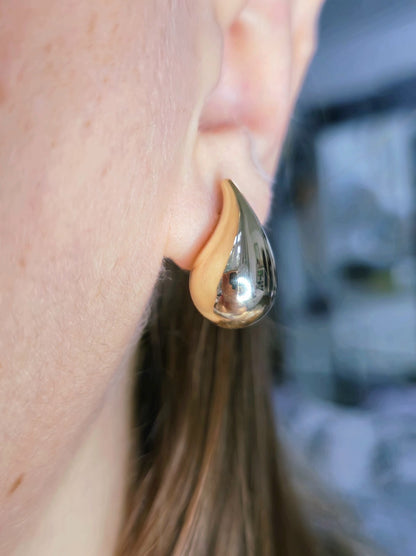 New 9k Yellow Gold Trendy Big Thick Waterdrop Tear Drop Earrings Bottega Chunky