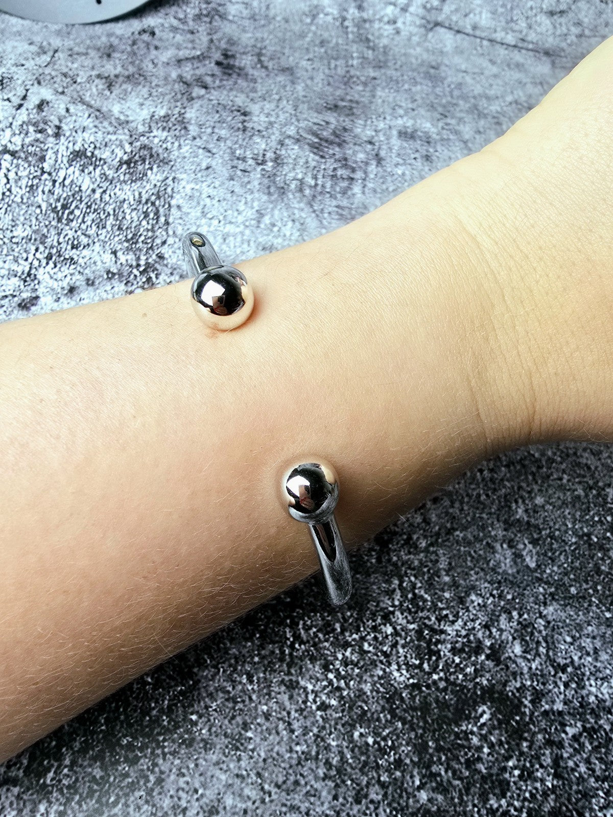 New 925 Sterling Silver Thick Heavy TORQUE Bracelet Balls Split Bangle Man's