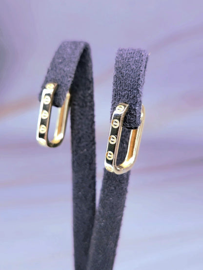 New 9ct Solid Yellow Gold Hoop Earrings Rectangular Hoops 20mm Small Screws