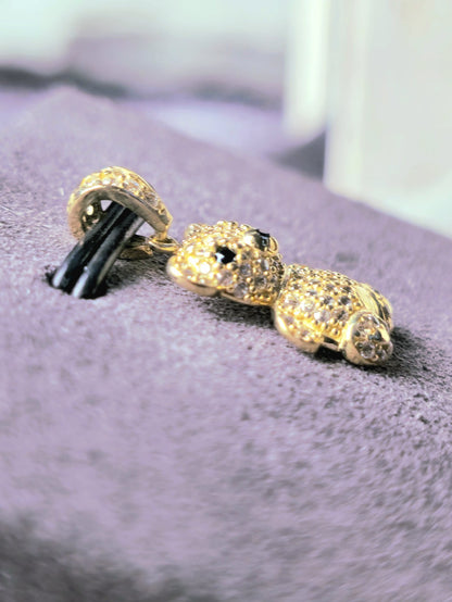 New Solid 9ct Yellow Gold Pendant Teddy Bear Cubic Zirconia Kids Gift Baby Cute