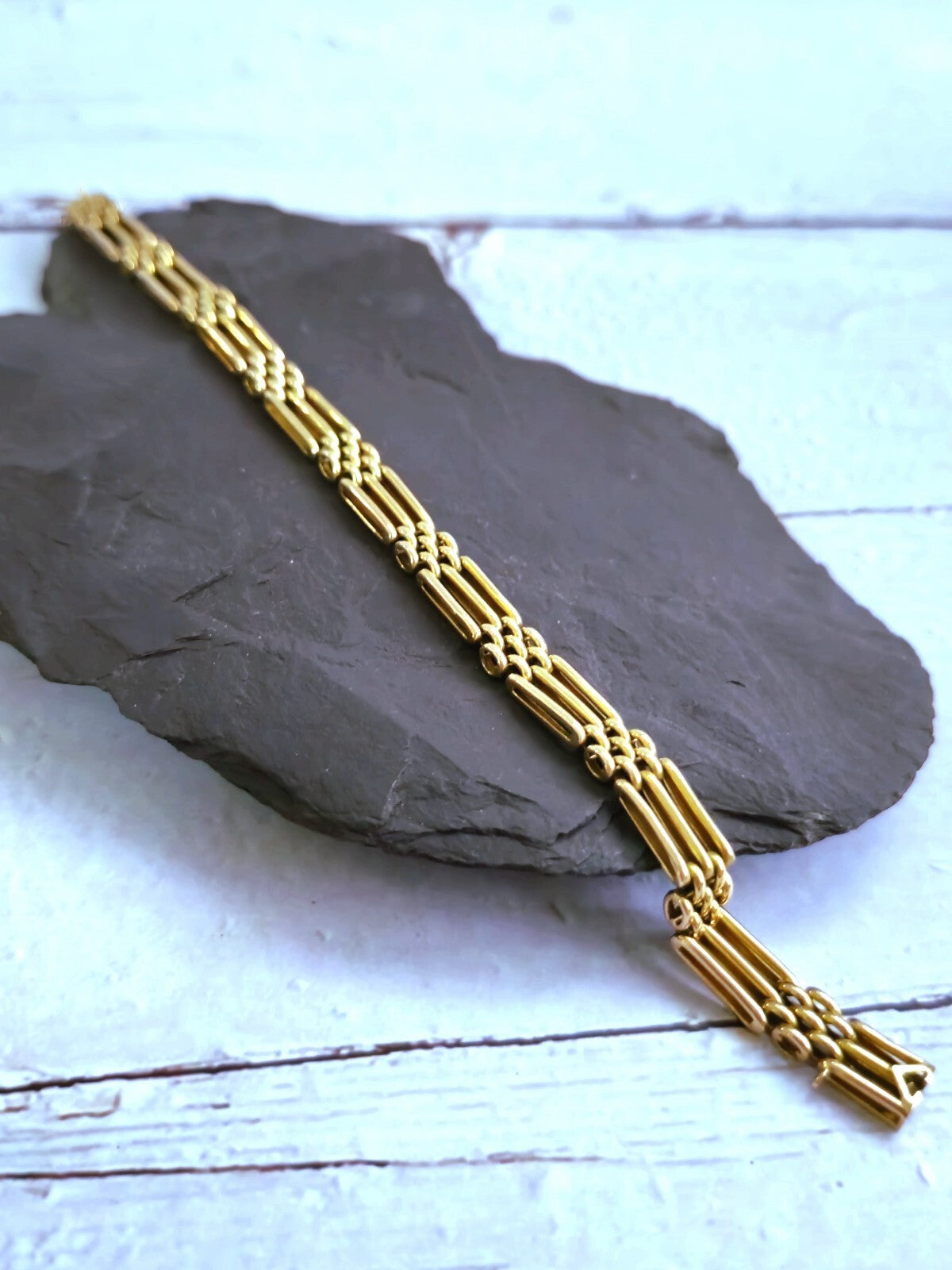 Vintage 15ct Rose/Pink Gold Gate Mesh Bracelet Link 20.8cm 13g Unisex 7.5mm Wide
