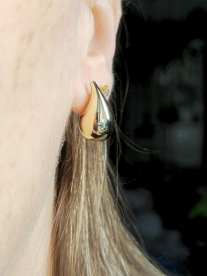 Solid 9k Yellow Gold Set of Pendant and Earrings Bottega Fashion Popped Drop