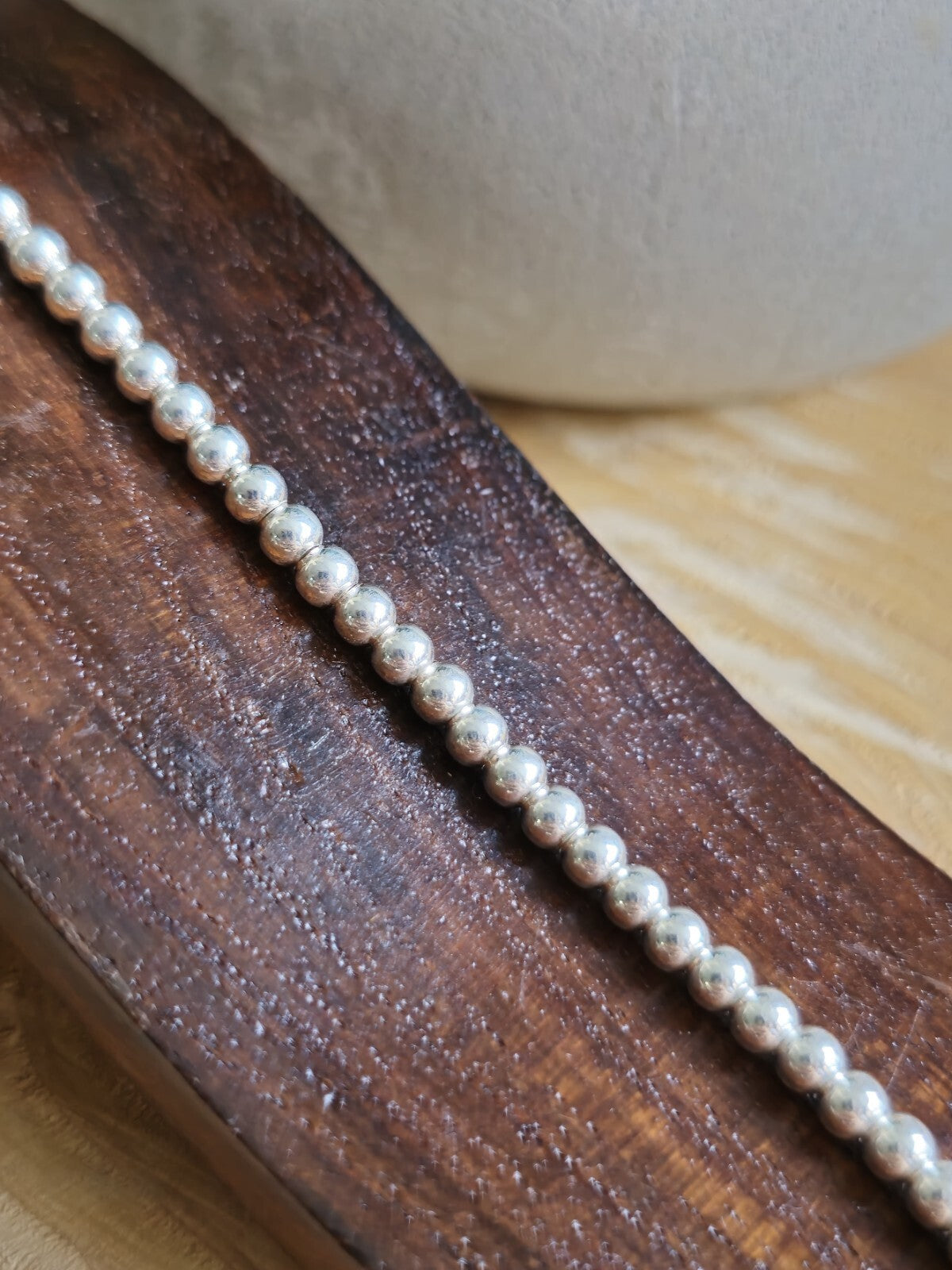 New 925 Sterling Silver Chunky 4mm Ball Bracelet 7grams Bead 19cm