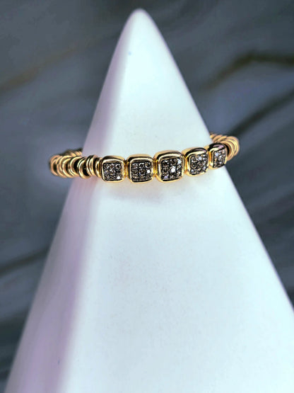 Solid 18k 750 Rose Gold Diamond Bracelet Heavy Gold Links Circles Expandable