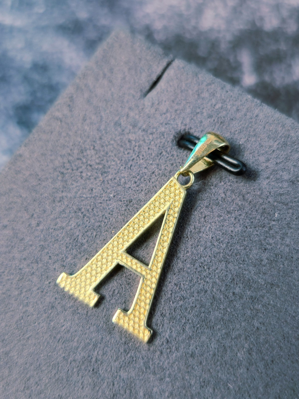 New 9K Yellow Gold Initial A Pendant  Personalised 33mm Long Big Loop Hallmarked