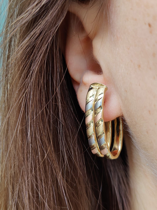 New 9ct Yellow/Rose/White Gold Solid Drop Earrings Split End 3g Hallmarked