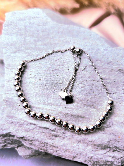 New Sterling Silver 925 Bracelet Ball Beaded Expandable Balls 4mm hallmarked