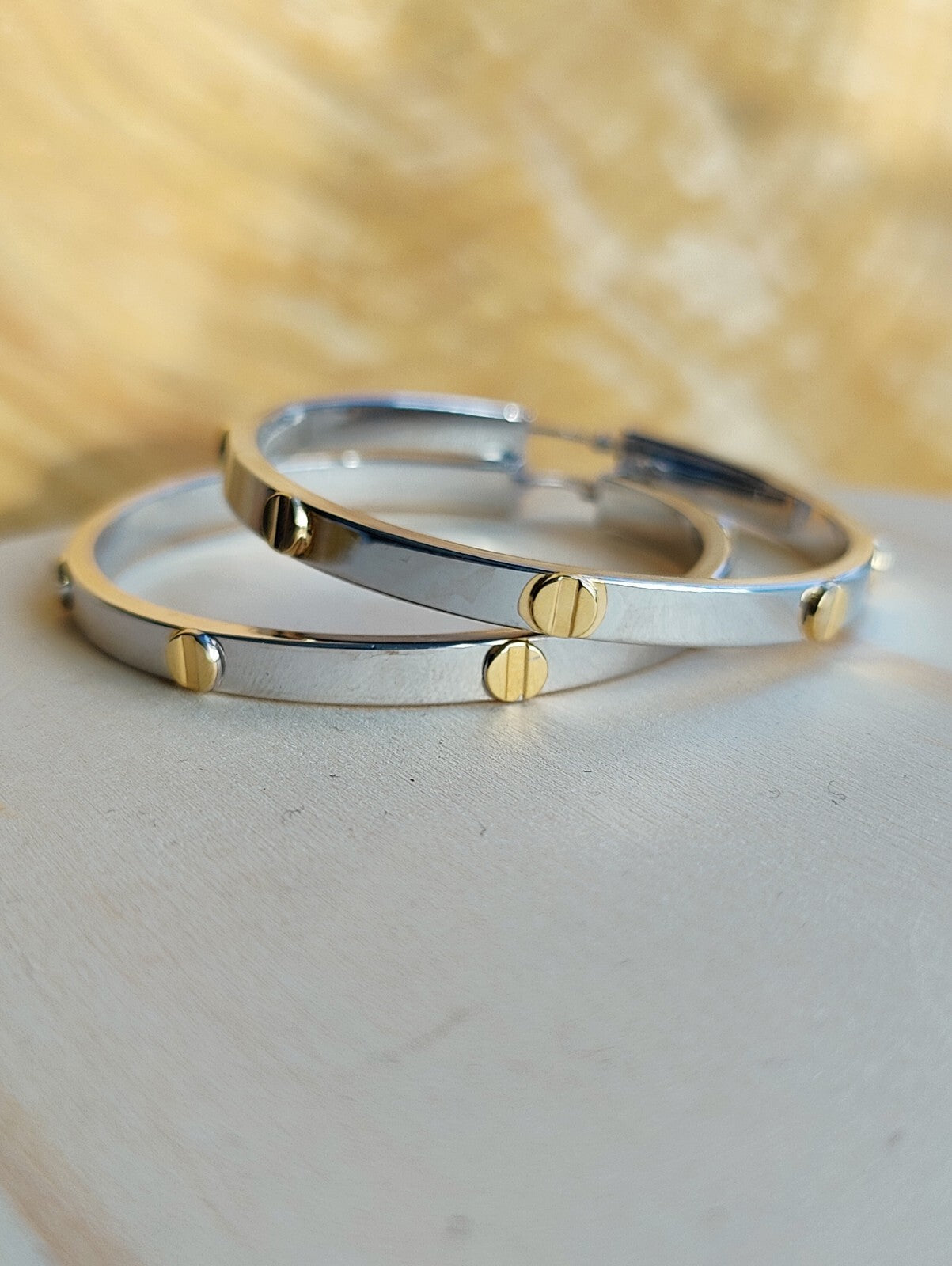 NEW Gold Screw Hoop Earrings 4.95 grams 9ct White Gold 40mm Hallmarked New