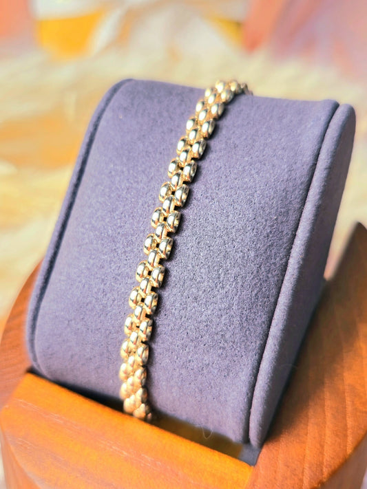 New 9ct Rose Gold Brick Link Bracelet Panthere Style Unisex 5mm Wide 7.5'' Long