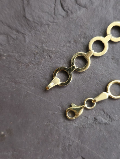 New Solid 9ct Yellow/White Gold Round Circles Chain BRACELET 7.5inc/19cm