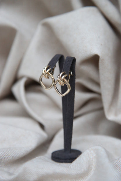 New Solid 9ct Yellow Gold Earrings Studs Knot Omega Clasp Hallmarked